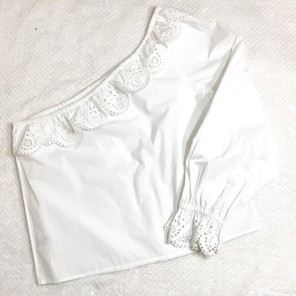 JOIE Arianthe ONE SHOULDER EYELET TOP. - Picture 3 of 7